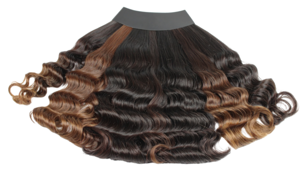  Studio Shot of Curly Ombre Wig Hair isolated on solid white background Png