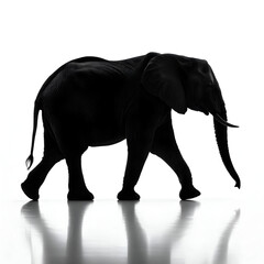 Fototapeta premium Silhouette of an elephant walking isolated on white background