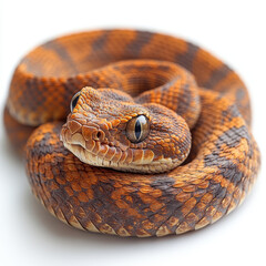 Fototapeta premium Close-up of snake on white background.