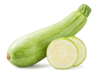 Fresh zucchini and circles on a white background. Isolated