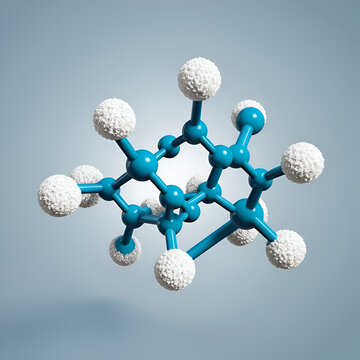 dinitrogen pentoxide molecular structure 3d, flat model, nitrogen oxide, structural chemical formula view from a microscope