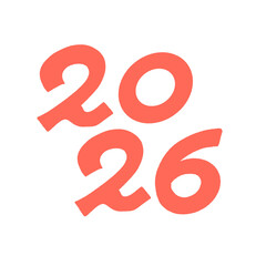 2026 New year hand drawn cute red numbers illustration 