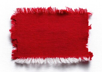 Red fabric scrap with frayed edges