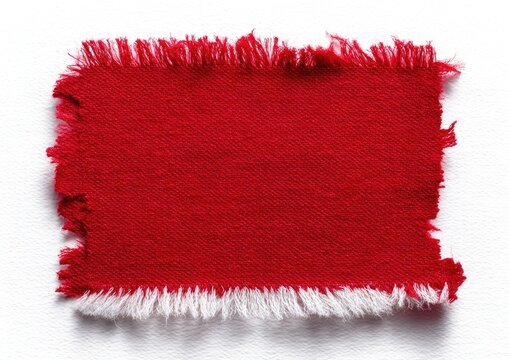 Red fabric scrap with frayed edges