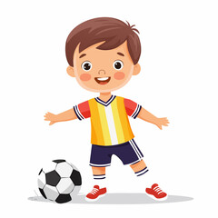 Youthful Soccer: A young child is kicking the soccer ball, a lively display of the energy and enthusiasm found in childhood.