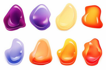 Fototapeta premium Assorted Colorful Liquid Droplets on White Background