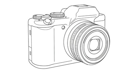 Sleek digital camera outlines capture the essence of modern photography, perfect for creative projects and tech enthusiasts seeking classic design inspiration.