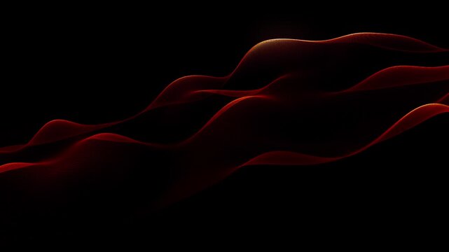 Stylized flowing wave shapes in an elegant dark background creating seamless looping procedural motion for abstract visuals and design projects.