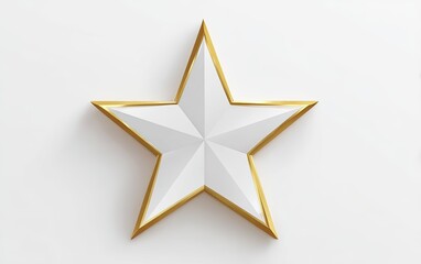 A white star with a gold border, isolated on a white background