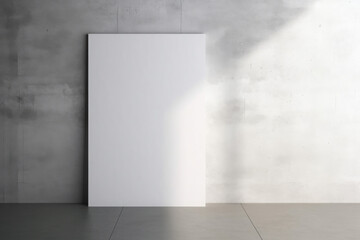 Blank white canvas against textured concrete wall with sunlight