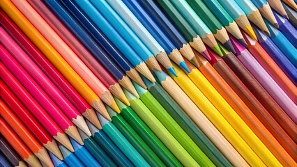 Colorful pencils arranged in a vibrant spectrum