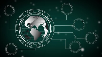 digital communication and information flow  animation,global data exchange and connectivity,futuristic global technology interface on black background. - Powered by Adobe