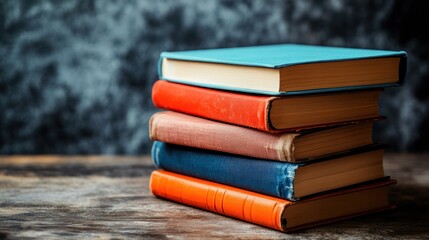 Stack of textbooks on a tidy desk, highlighting disciplined academic work.