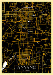 Anyang China City Map. downtown tourism house art travel, scenic metropolis concept, travel art city, patriotic abstract banner, view office street