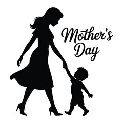 Mother and child silhouette celebrating mothers day