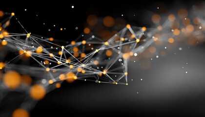 Abstract network of glowing nodes and lines on a dark background