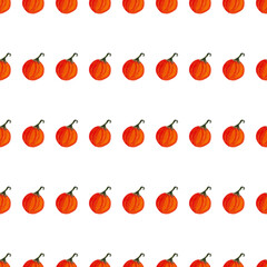 seamless pattern of watercolor pumpkins on white background, hand painted illustration elements
