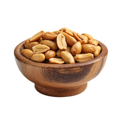 Obraz premium Roasted peanut in a wooden bowl healthy snack food on transparent background