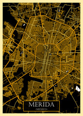 Merida Mexico City Map. landmark travel downtown, city modern painting, artistic creative art, conceptual fantasy contemporary, graphic digital artwork,