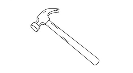 Bold outline of a claw hammer, a fundamental tool for construction, DIY projects, and home repairs, ready for any building task.