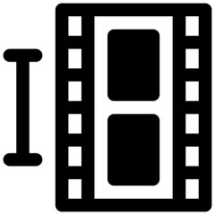 Obraz premium Text to video. Outlined stroke vector icon with black-filled details.