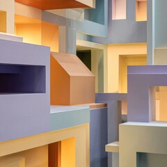 Abstract architectural scene, pastel hues