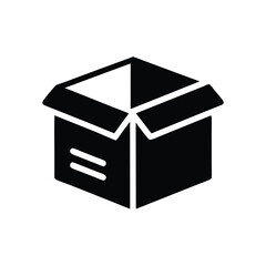 Empty Cardboard Box Icon on White Background Package Design