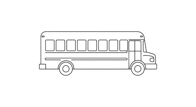 Classic school bus outline ready for customization, perfect for educational projects and transportation themes - Powered by Adobe