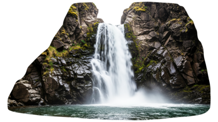 Majestic Waterfall Cascading Through Rocky Cliffs