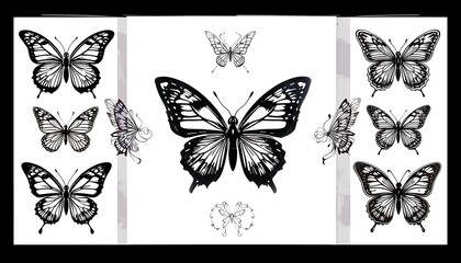 set of butterflies