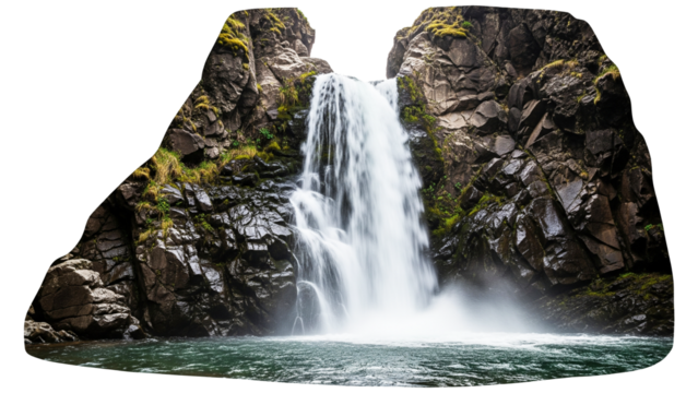 Majestic Waterfall Cascading Through Rocky Cliffs