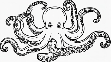 “Vintage Octopus Illustration | Detailed Marine Life Engraving in Retro Woodcut Style”