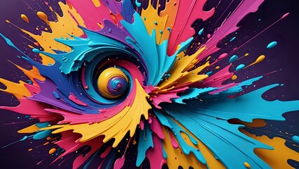 Abstract swirling vibrant paint explosion; dynamic, colorful, creative background ideal for design projects, websites, and marketing materials.