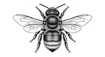 Detailed drawing of a bee isolated on transparent background