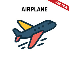 Bright vector illustration of an airplane with a dynamic design and colorful trails, representing air travel and modern transportation