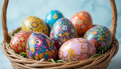 Fototapeta premium easter eggs in a basket