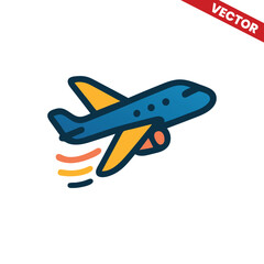 Vector airplane with bold red and blue design, ideal for aviation, travel, and flight icons in web and graphic design