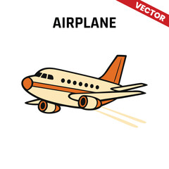 Vector illustration of a small airplane with a unique tail design and a colorful body, flying through the sky