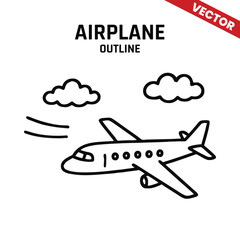 Airplane vector art featuring a sleek outline, ideal for travel-themed designs and graphic projects.