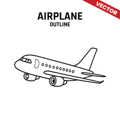 Clean airplane line art in vector format, ideal for aviation and transportation projects.