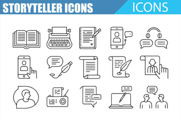 Creative Writing and Communication Tools Illustrated as Icons