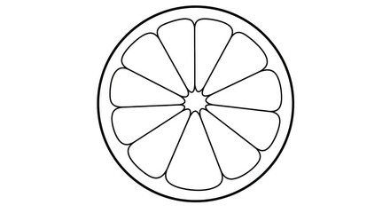 Simple, clean line art of a vibrant citrus slice, perfect for healthy lifestyle branding and refreshing design projects.