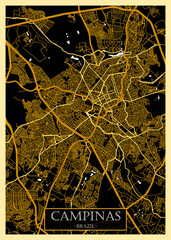 Campinas Brazil City Map. landmark travel downtown, city modern painting, artistic creative art, conceptual fantasy contemporary, graphic digital artwork,