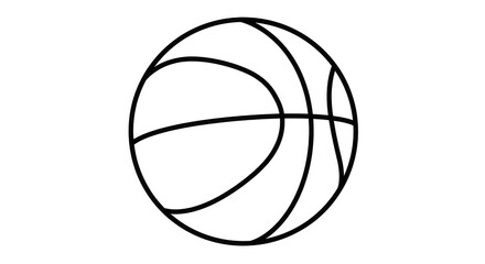 Bold black outline graphic of a classic basketball, perfect for sports branding and dynamic designs