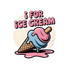 I for Ice Cream sticker, sticker-like bruise, and 