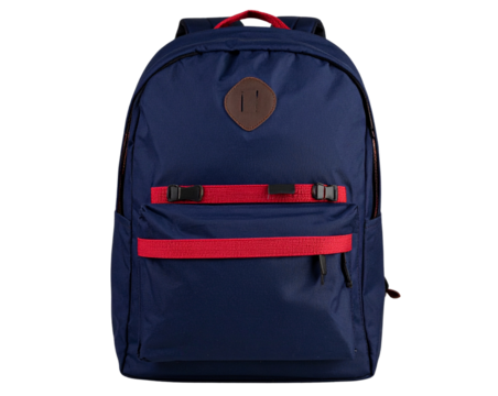 Modern Blue Backpack with Red Strap Clean PNG