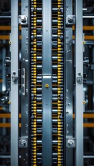 Overhead View of an Assembly Line - Mobile Wallpaper showcasing symmetrical industrial patterns, precise mechanical organization, and futuristic factory ambiance for bold and modern smartphone