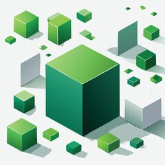 Obraz premium Abstract Green Cubes Isometric Design
