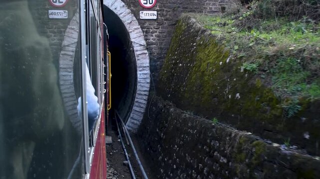 Historic train on the route from Shimla to Kalka, a UNESCO World Heritage Site, in Himachal Pradesh, India.