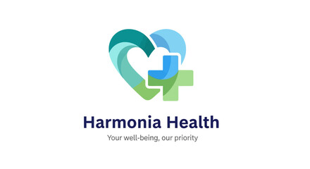 Colorful Heart-Shaped Logo with Medical Cross for Harmon?a Health